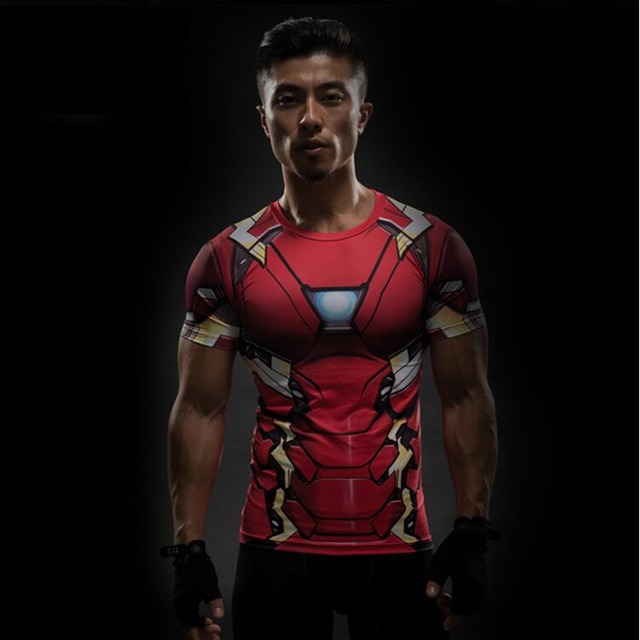 新しいバットマンスーパーヒーローキャプテンアメリカ3戦争/ベンガラ男/赤スパイダーマン/男タイト半袖tシャツ