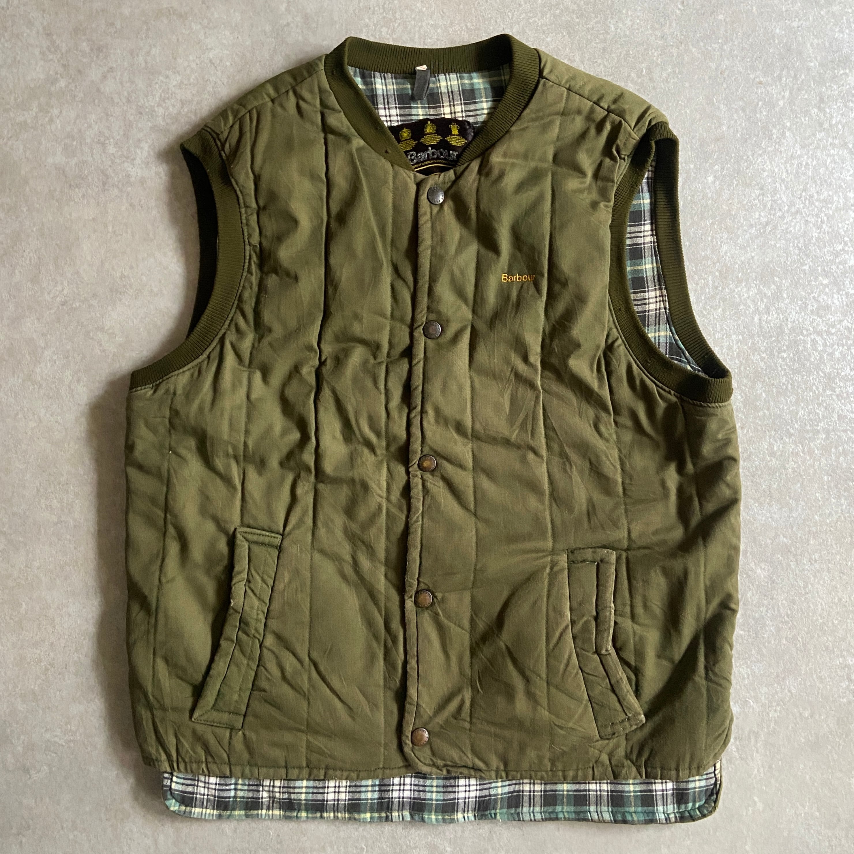 1990s Barbour Quilting Vest L Made in ENGLAND
