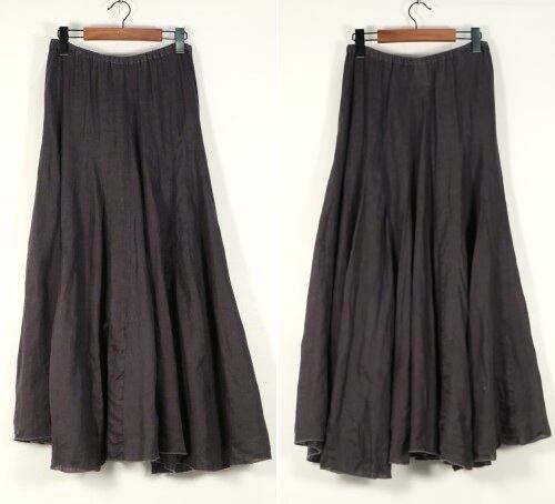 CP SHADES charcoal linen flared long Skirt | GARYO