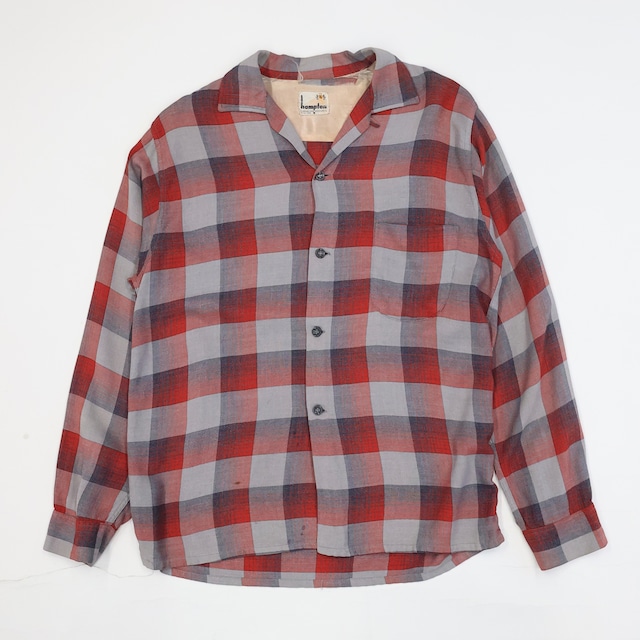 50-60S HAMPTON CHECKED RAYON OPEN COLLAR L/S SHIRT