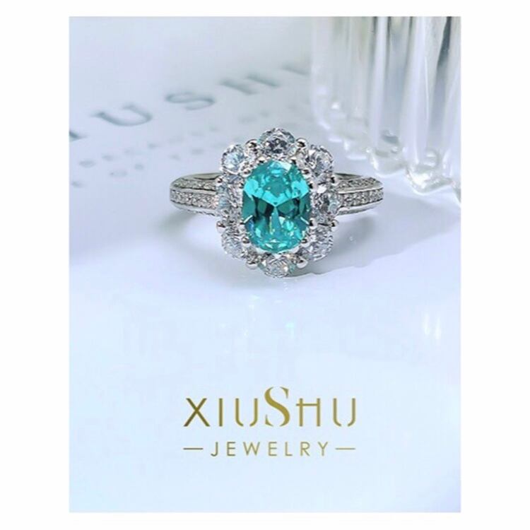 パライバトルマリン ダイヤモンド フラワーリング ブラジル産パライバトルマリン ダイヤモンドフラワーモチーフリング PA