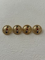 Import Vintageボタン ストーン×ゴールド 18mm メタルボタン アクセサリーパーツ デコレーション材