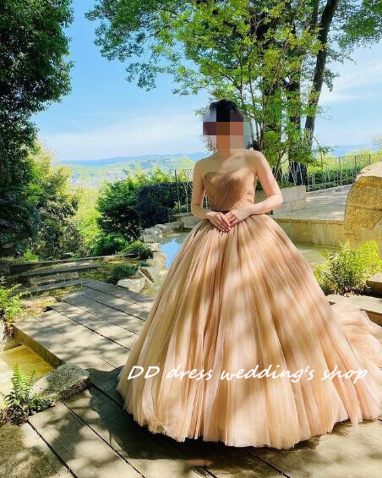 ボリューム袖付 チューブトップ ブラックドレス 二次会 前撮り  