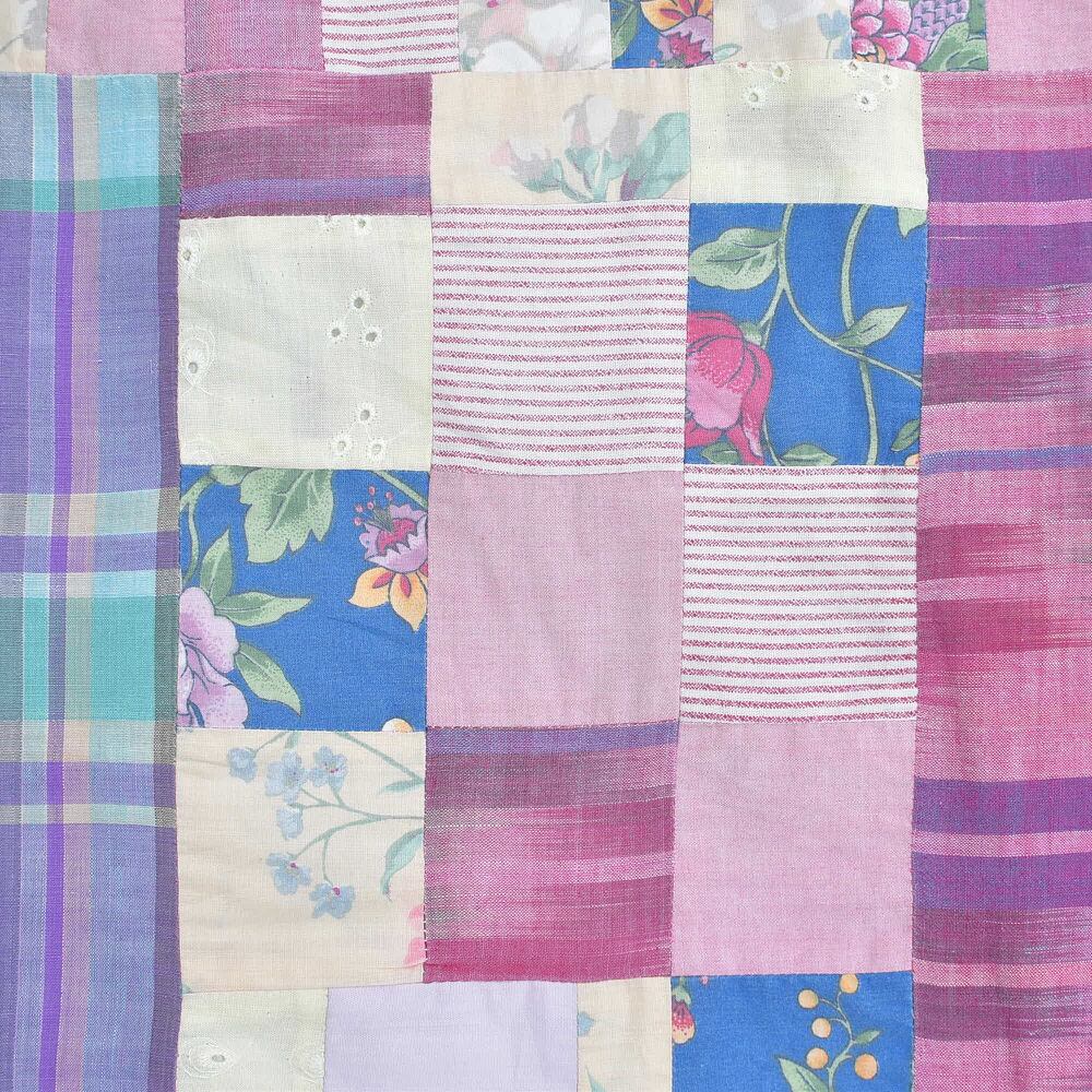 Vintage ハンドメイド 花柄 パッチワーク デザイン マオカラー風 Vintage ハンドメイド 花柄 パッチワーク デザイン マオカラー風