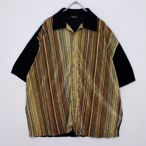 【Caka act2】Color Swiching Vintage Loose S/S Pleats Shirt