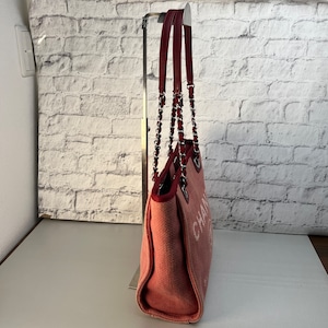 CHANEL シャネル ココマーク ドーヴィル キャンバス ハンドバッグ ピンク A-10642