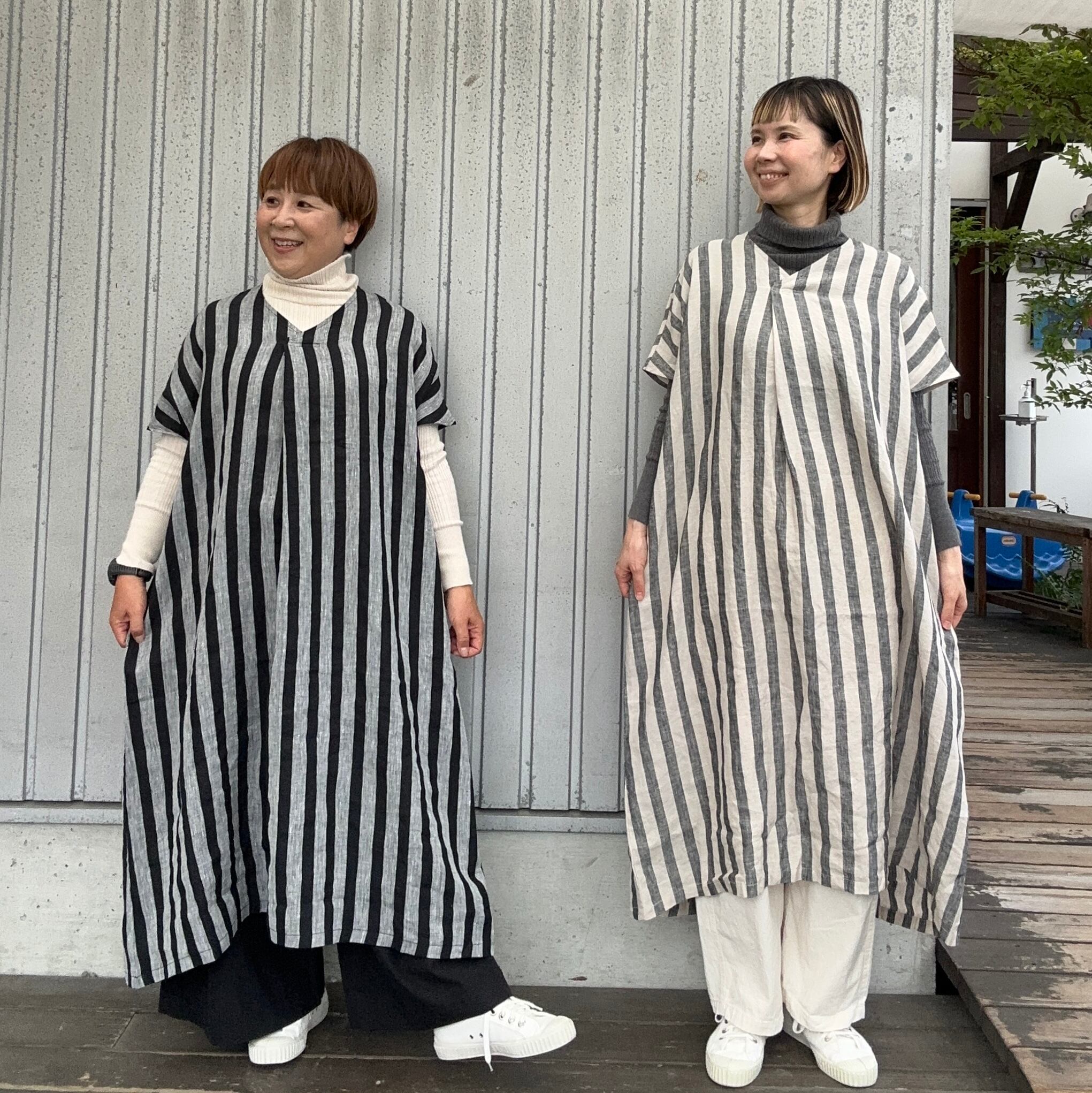 リネンストライプタックワンピース/blue willow/01EFP15448 | WACKY