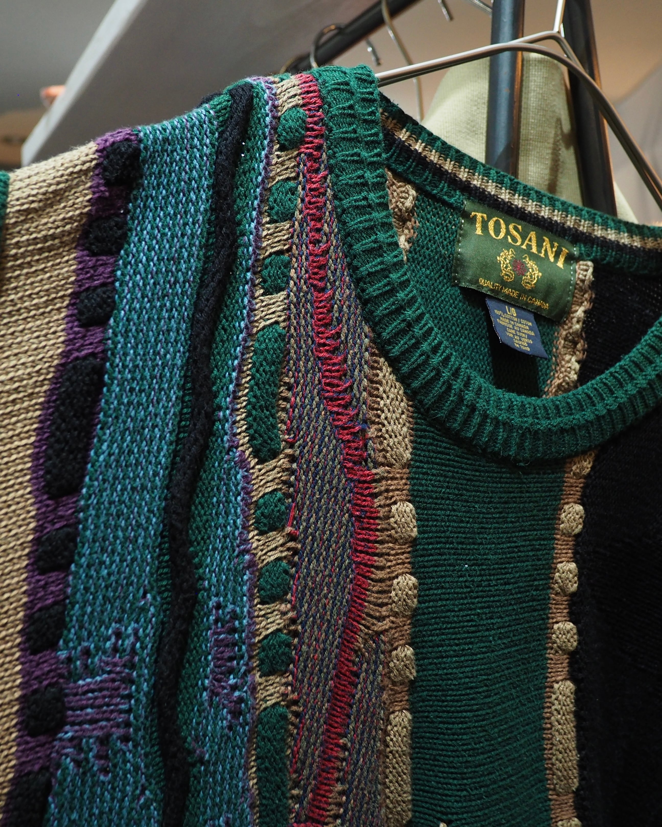 1990s " TOSANI ‐ Pure Cotton " Bewitching Color Vintage Loose 3D Knit