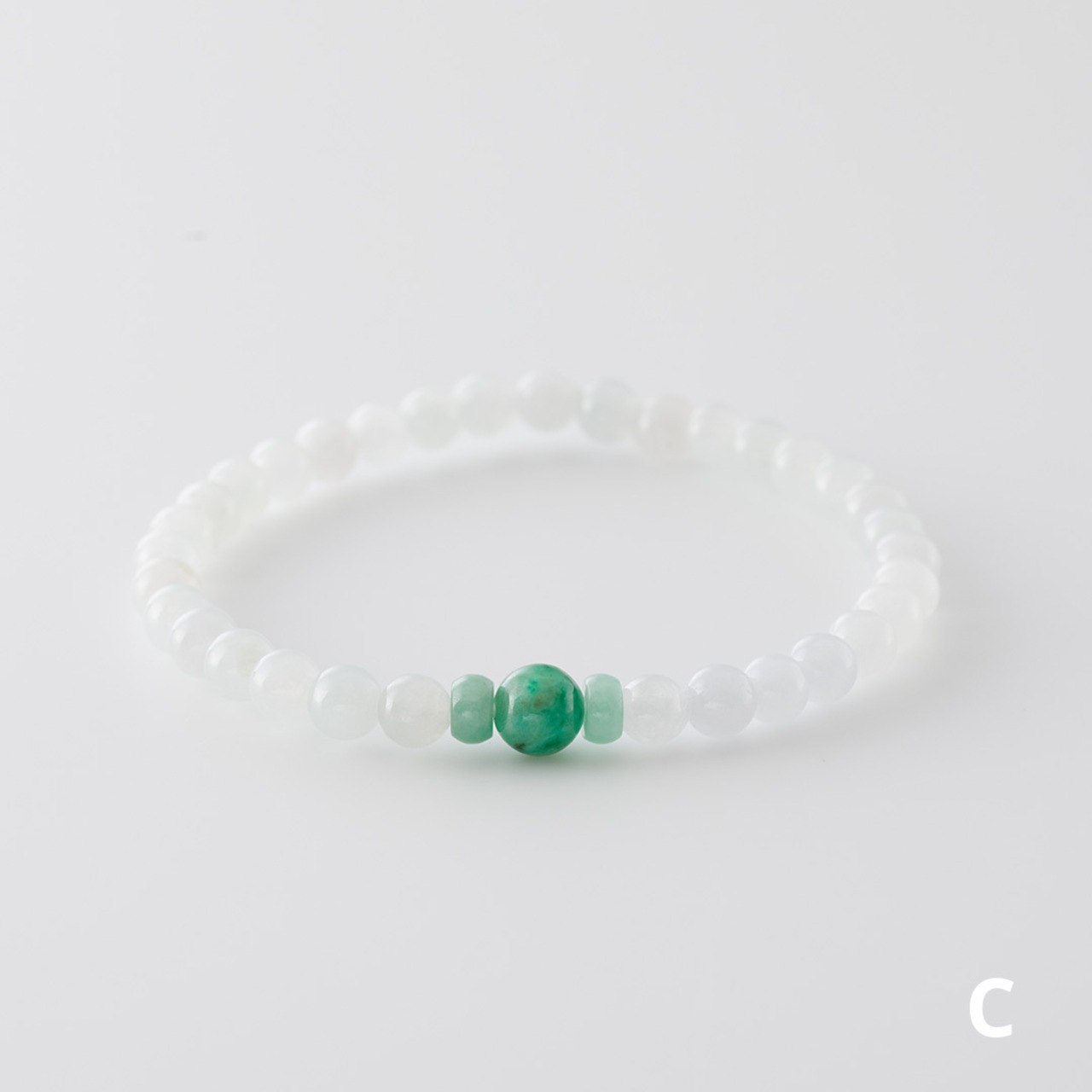 即完売の人気アイテムブレスレット 氷翡翠にポイントグリーンが新しい アイスジェイド,ワンポイントグリーンブレスレット A貨翡翠 jd_br1057