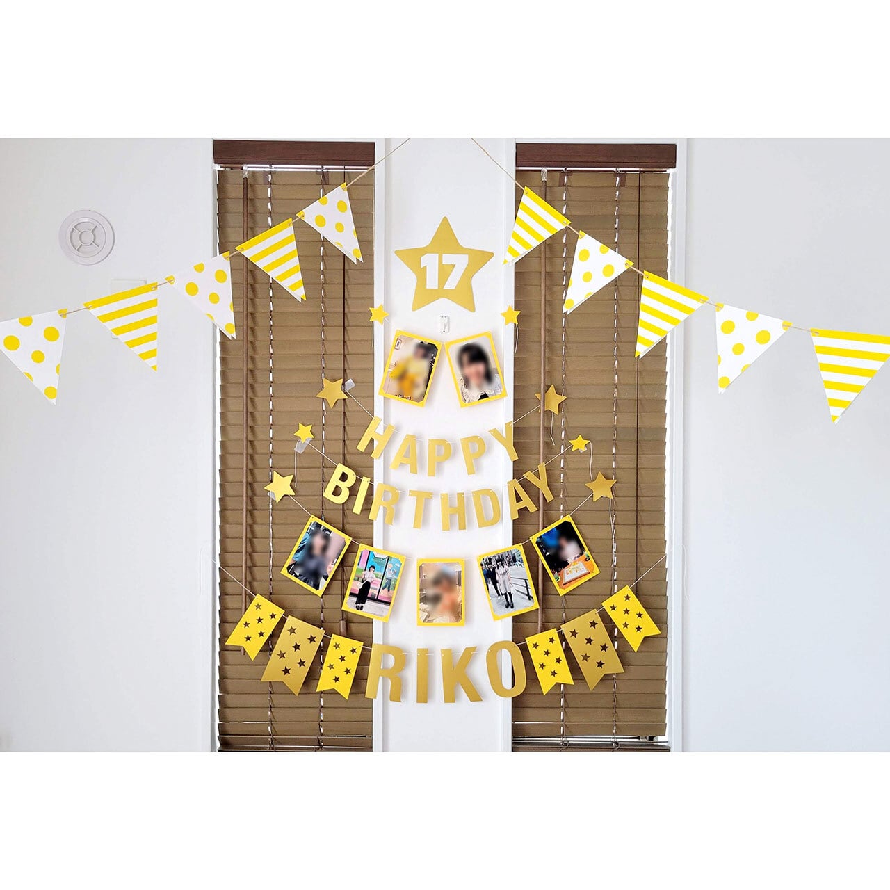 誕生日や推し活に！フラッグガーランド素材-ドット＆ストライプ8色