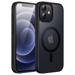 【特価処分】JETech iPhone 12/12 Pro 6.1インチ用 マグネット ケース MagSafeに対応 半透明のマット背面 薄型 耐衝撃 カバー (ブラック)