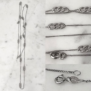 vintage silver flat link narrow chain necklace