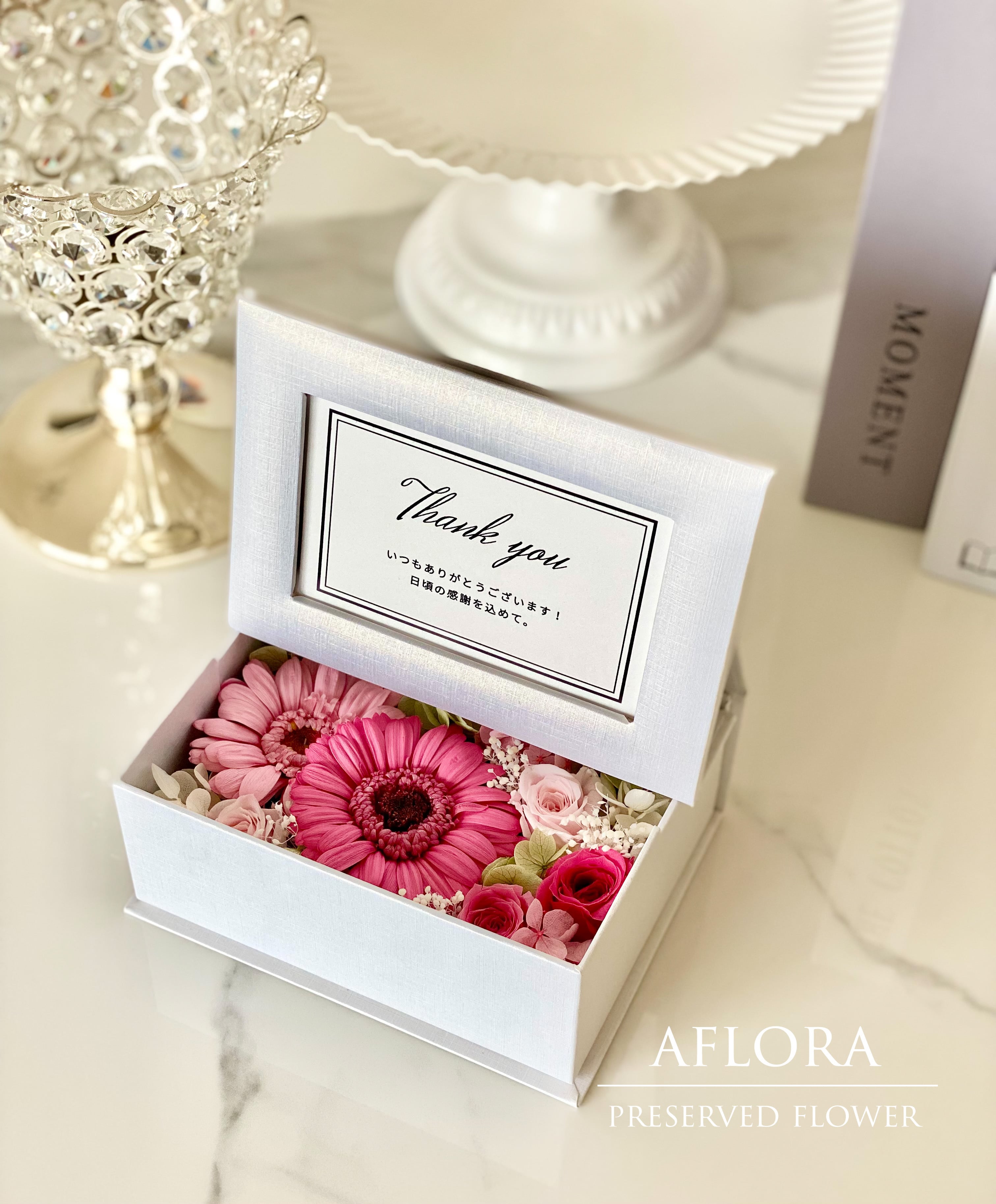 フォトフレーム ガーベラピンク プリザーブドフラワーアレンジメント