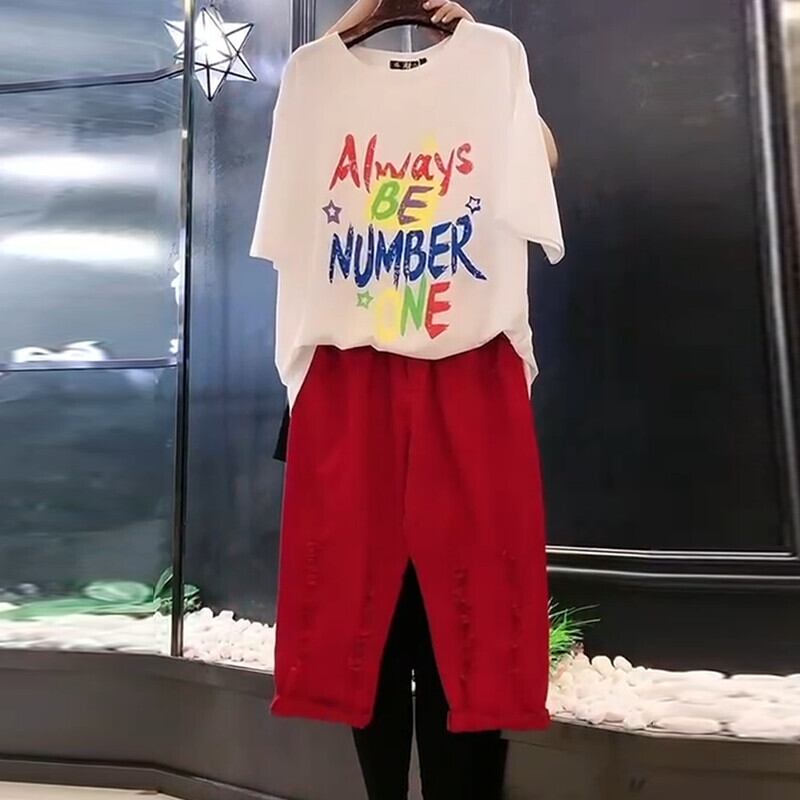 カラーラウンドネック半袖スリーブTシャツ トップス サマールーズ ショート ハーフスリーブ 夏物 Oネック ミックスインファッション35971666749