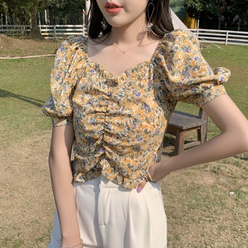 サマースタイルフローラルシャツ トップス レディース 夏物 花柄 ハンチェンe71092394264