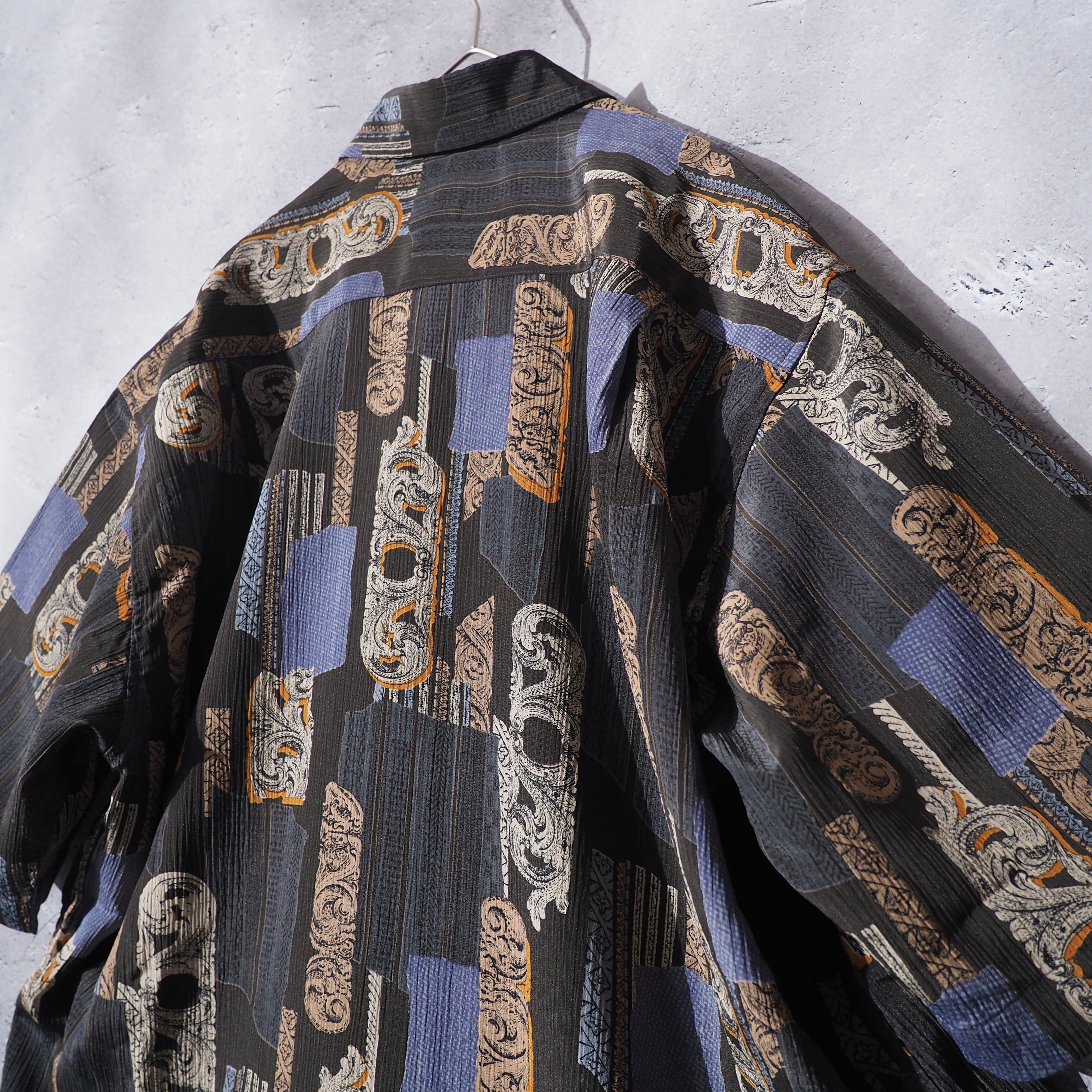 1990s Retro luxury pattern × pleats Design vintage drape loose shirt