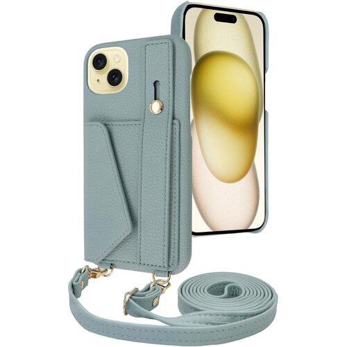 シズカウィル iPhone 15 Plus 用 ケース ショルダー カバー ショルダーストラップ アイファンデ5 ショルディー ストリートモード 1個入り パウダーブルー 2384