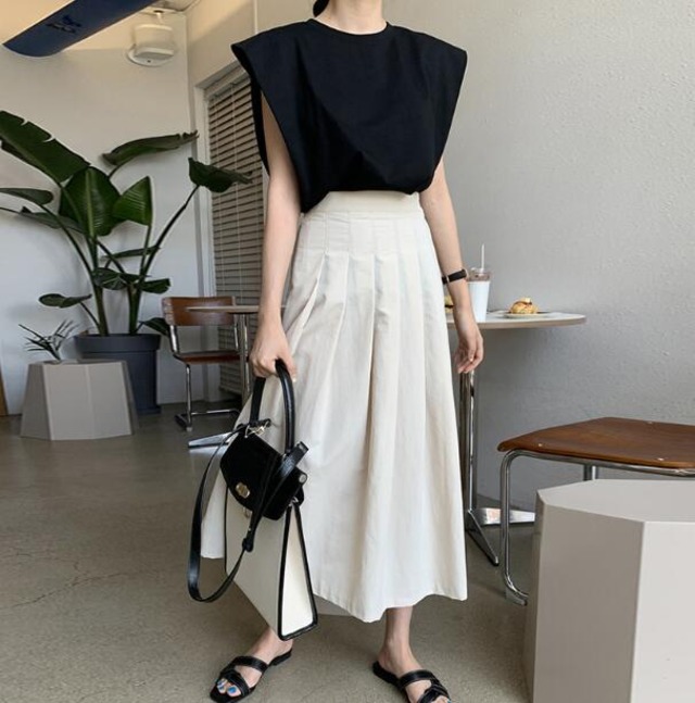 新作 レディース スカート Aライン ハイウェスト Tシャツ クルーネック