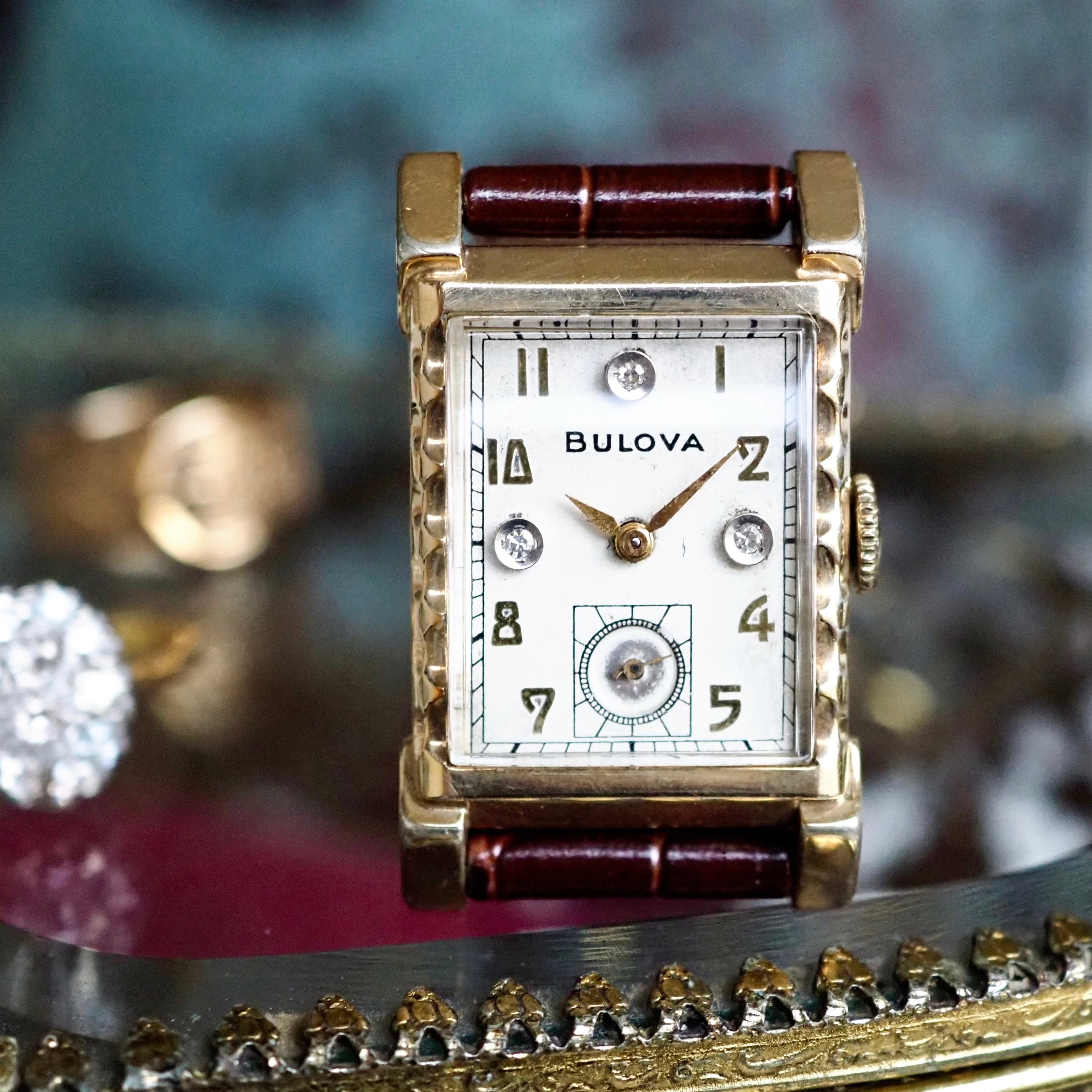 BULOVA ブローバ 角金 ダイヤ付 アンティーク時計 1940年代 | Plumage