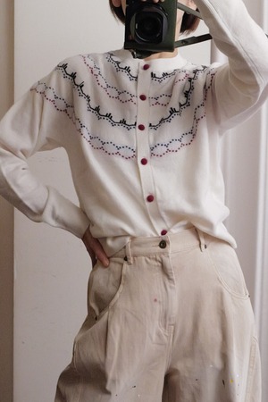 nordic knit cardigan white