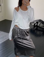 【新作5％OFF・3日間】Layered Satin Skirt_3colors