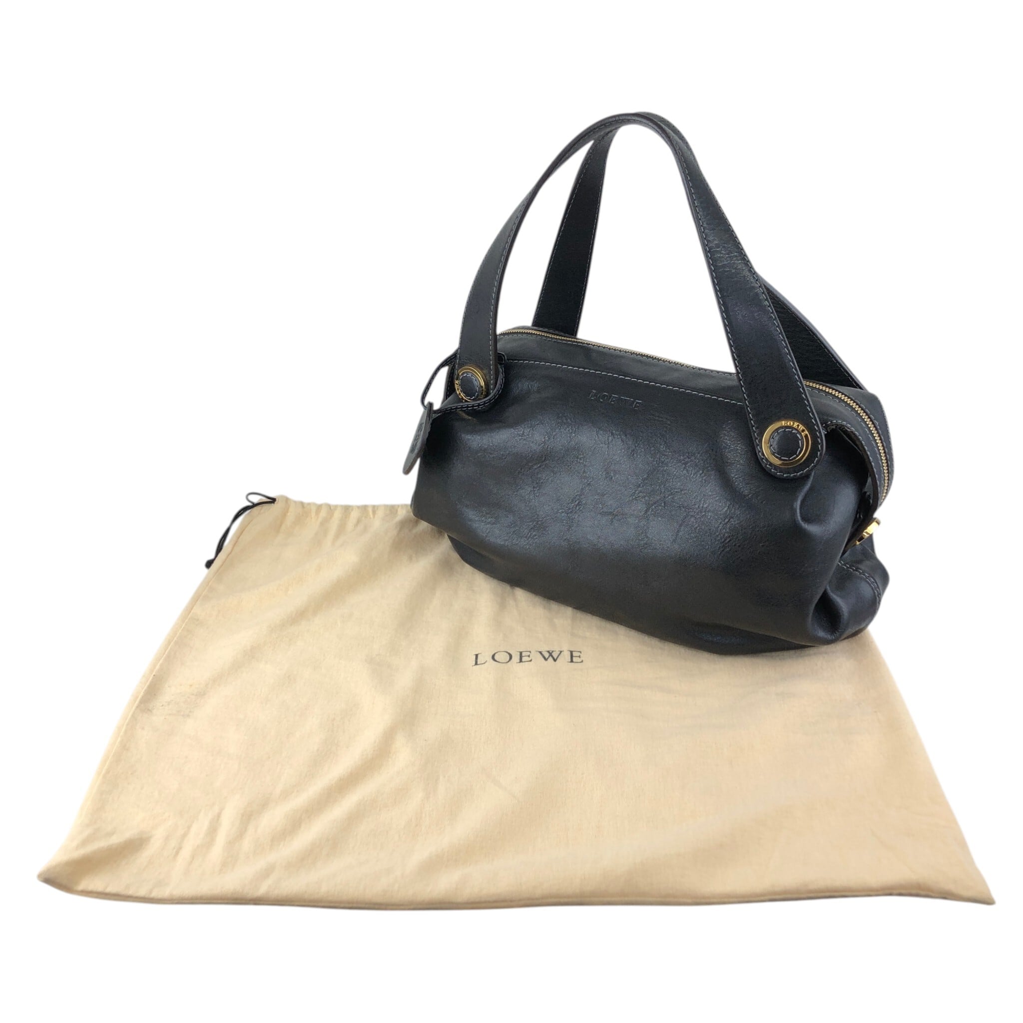 LOEWE ロエベ ハンドバッグ ブラック アナグラム レザー vintage