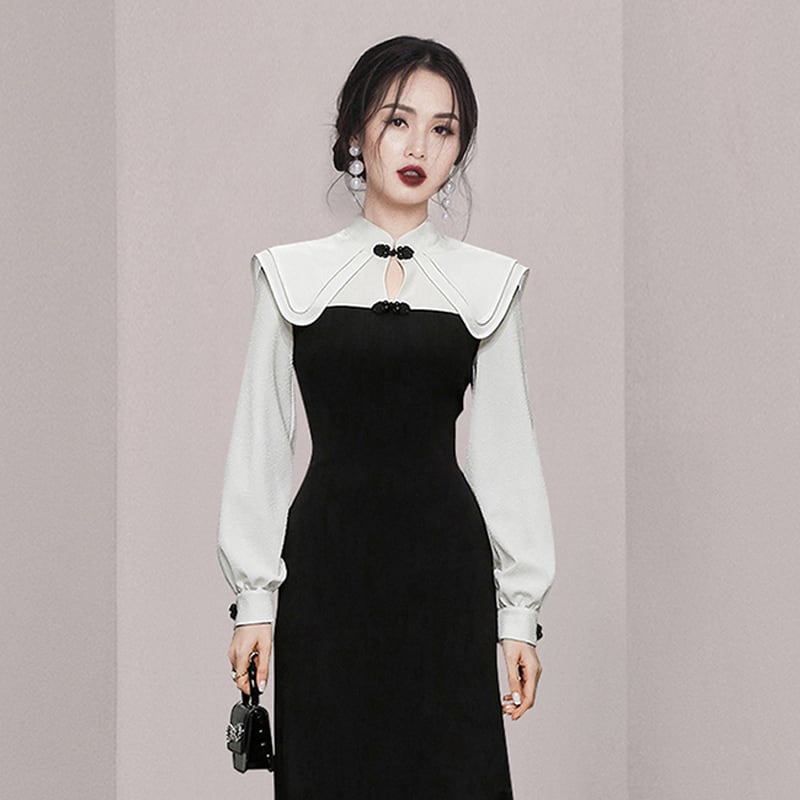 サブカル 服 地雷系 通販 ワンピース レトロ 中華風 ハイウエスト 大人ゴシック きれいめ 闇かわいい