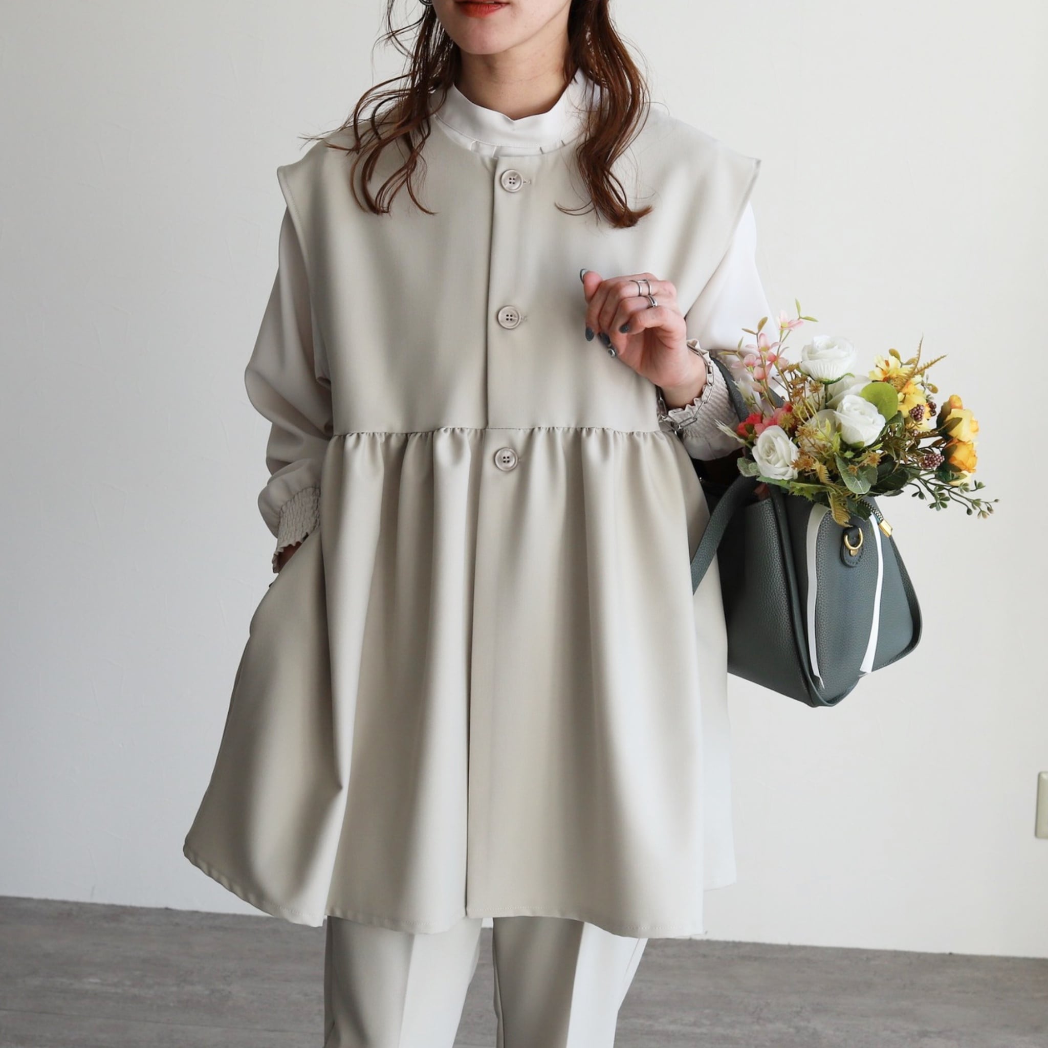 ペプラムギャザーベスト※こちらは単品です※【bel-hr-0616-z】メール便