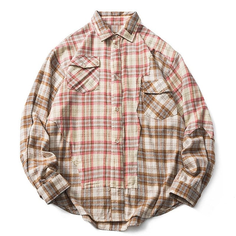 Patchwork plaid shirt 3196