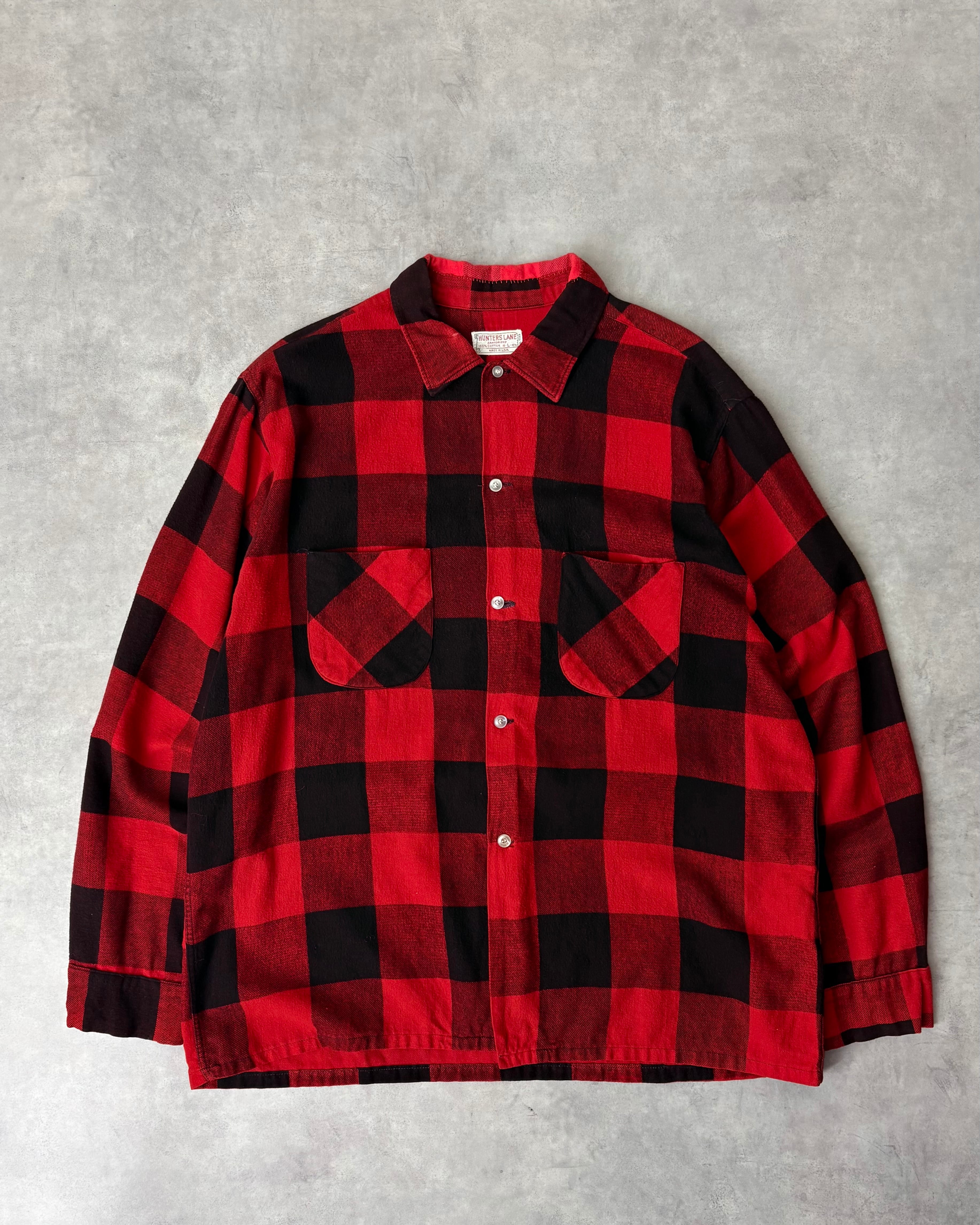 60s HUNTERS LANE Buffalo Check Print Flannel Shirt