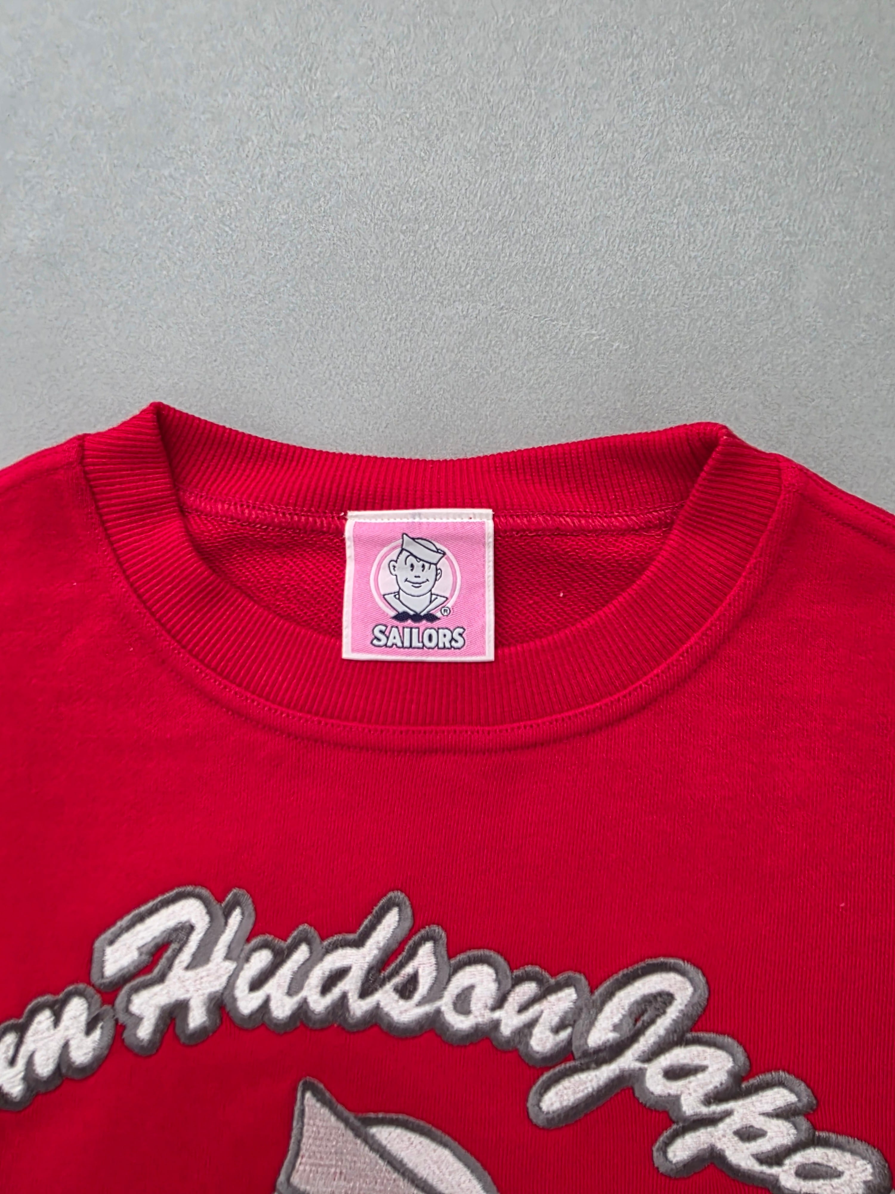 激レア 90s レトロ マリン刺繍 長袖ポロシャツ L ネイビー 国際 