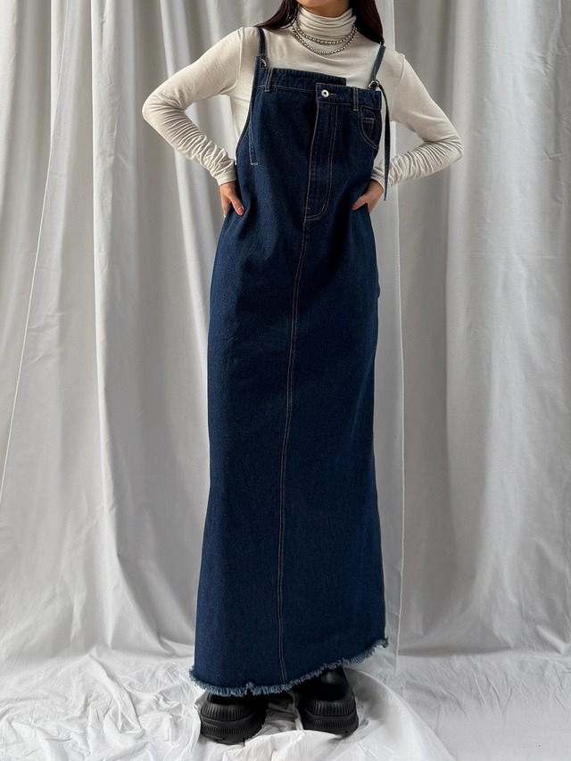 FRINGED DENIM JUMPER SKIRT（ｽｿﾌﾘﾝｼﾞｼﾞｬﾝｽｶ）【5613027】