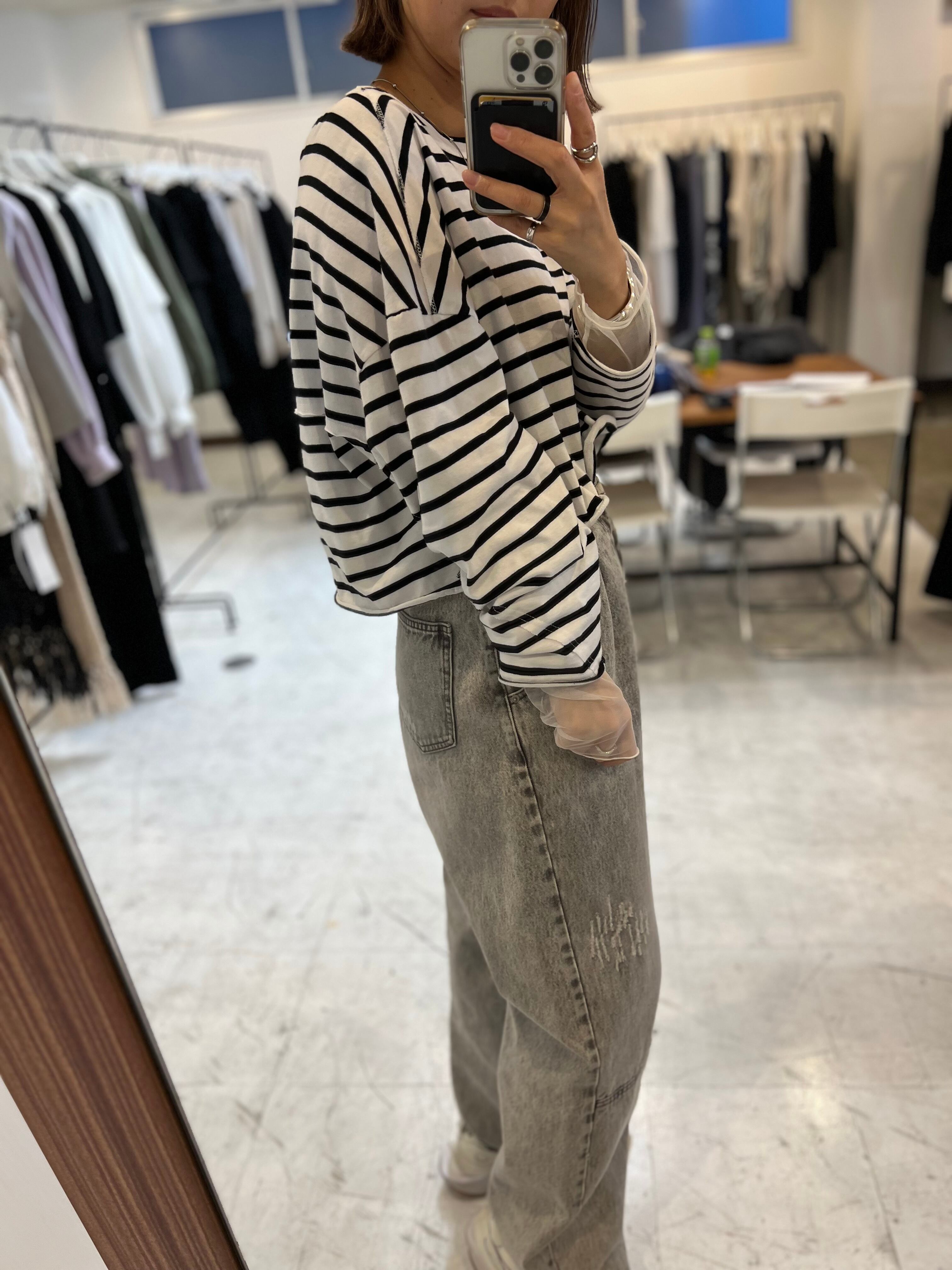 YENN】ハイライズタックワイドデニム／HIGH RISE TUCK WIDE PT L/GRAY 