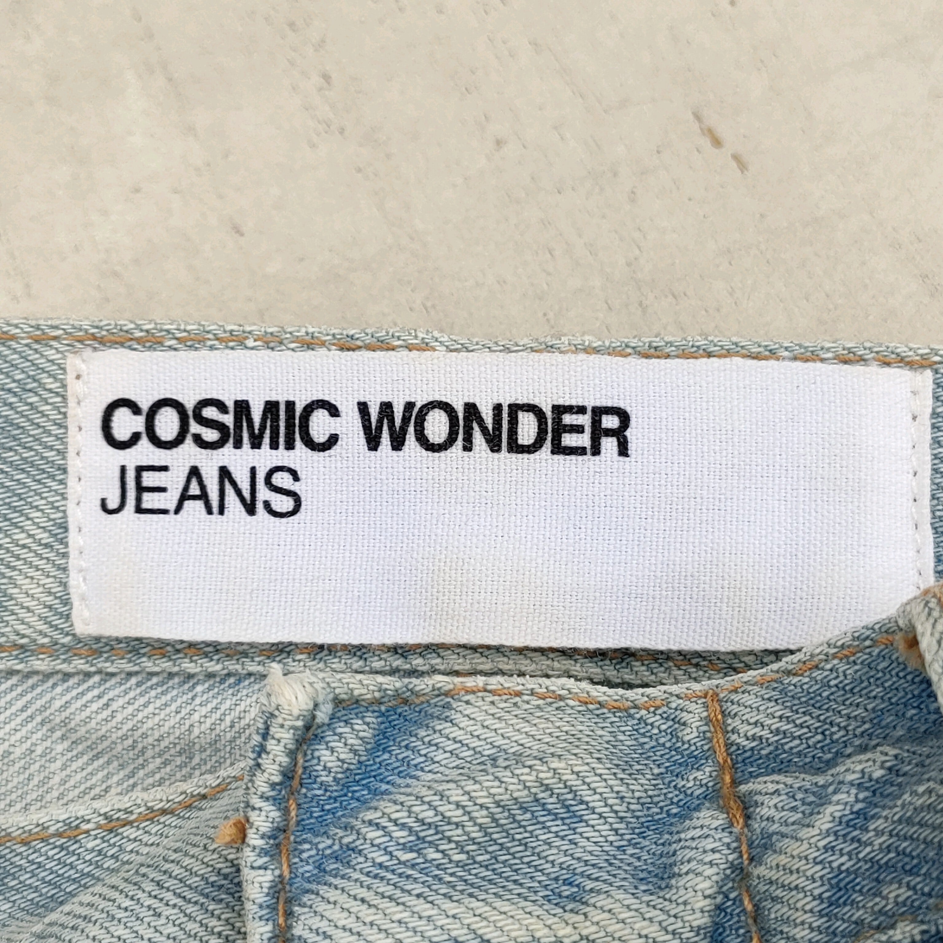 【00s】コズミックワンダーCOSMIC WONDER  JEANS/アーカイブ/古着/Y2K/used加工/コーティングデザイン/デニムパンツ/ジーンズ/3/アイスブルー/R05263/007/