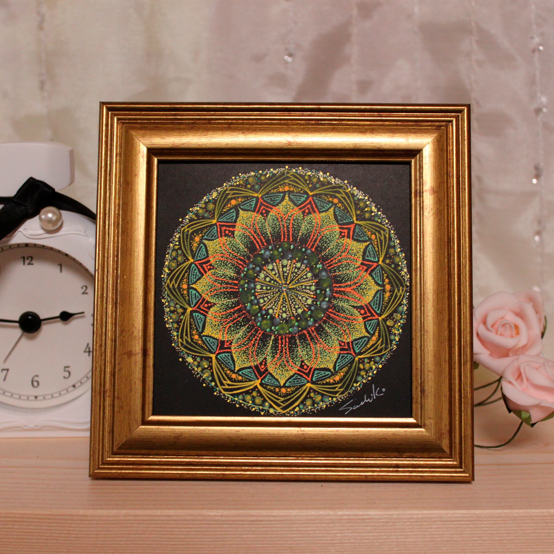 点描曼荼羅アート フレーム付き　ヒーリングアート 点描曼荼羅アート フレーム付き ヒーリングアート 点描曼荼羅アート