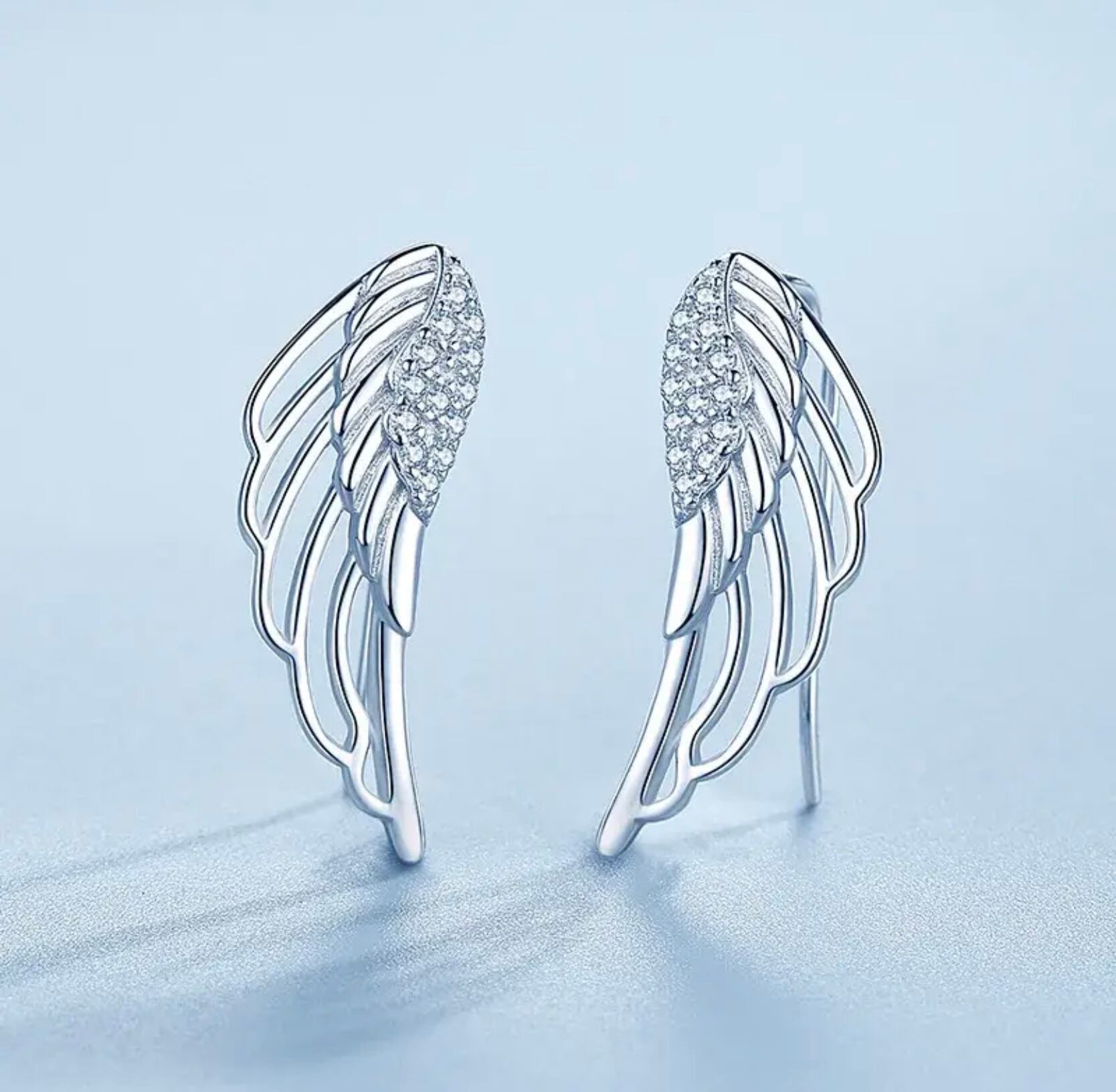 天使の翼 クロスイヤリング レディース ガールズ S925 スターリングシルバー 低刺激性 インフィニティ クリスタル ハート レバーバック ダングルイヤリング