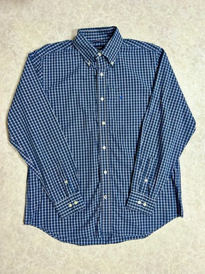 NAUTICA ノーティカ ブルー系 チェック ボタンダウン 長袖シャツ