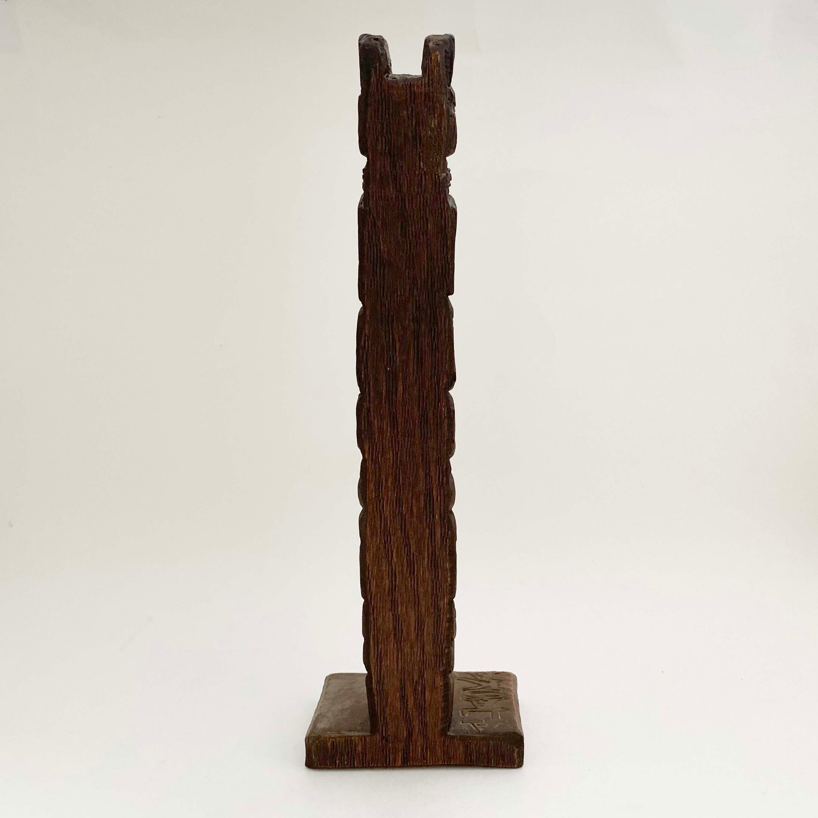 ヴィンテージ・トーテムポール(アラスカ先住民 / 木製)31cm