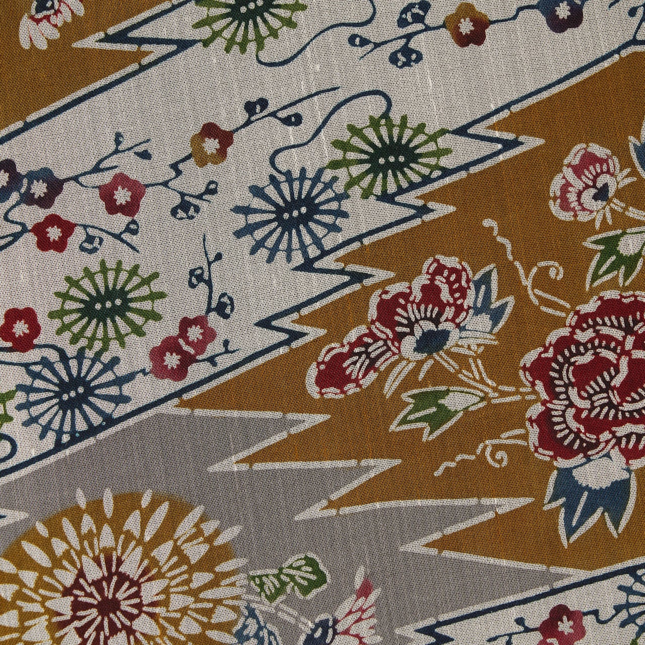 栗山吉三郎 稲妻取にお花の模様 京紅型名古屋帯【中古】 | かわの屋