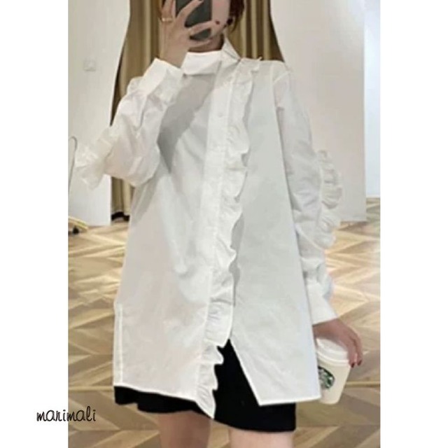 アシンメトリー フリル シャツ ブラウス 25120