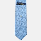 Cravatta 3 pieghe in Seta, Fantasia Floreale, Celeste - JA057079-4