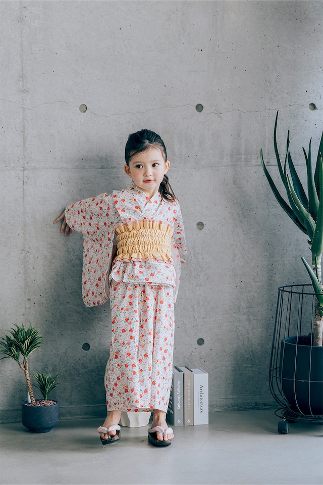 【3点set】YUKATA long dress〈pink flower〉