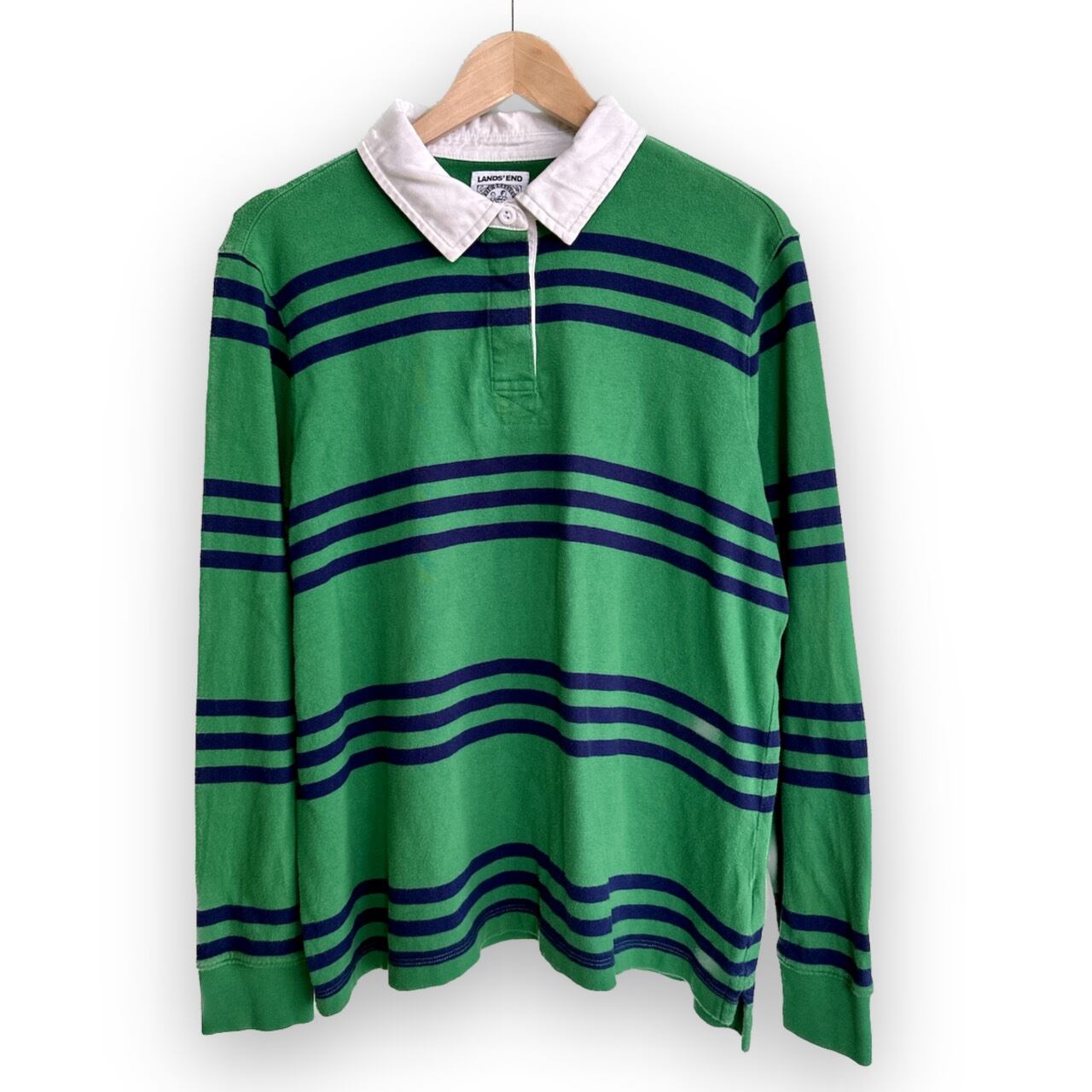 ランズエンド ラガーシャツ ボーダー レディース サイズ：XL 長袖 古着