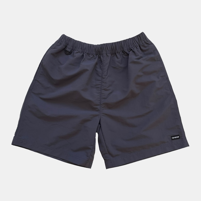 Reverse Block Logo Nylon Shorts - charcoal