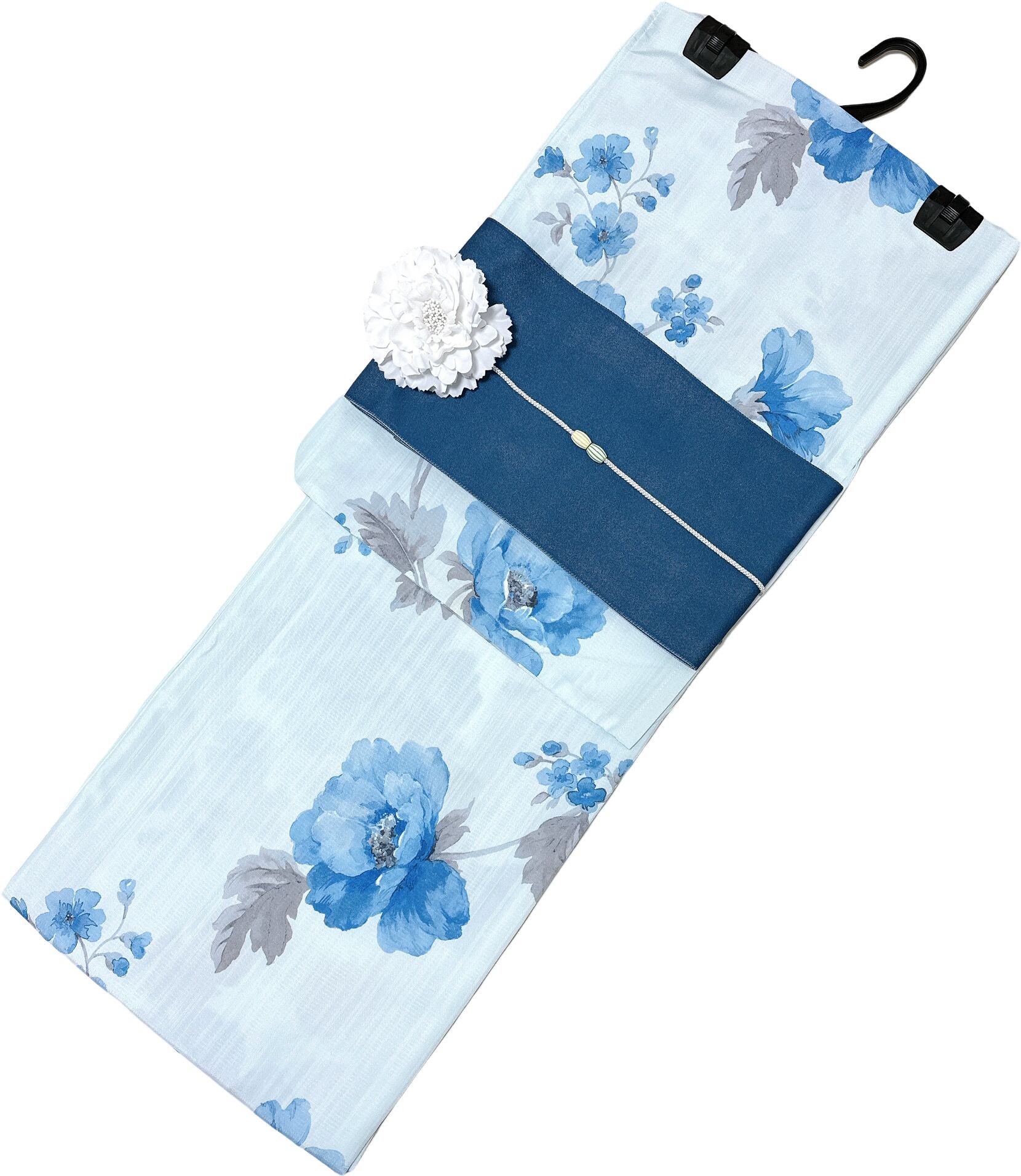 SALE価格 浴衣ジェンヌ 浴衣5点セット オフホワイト アジサイ 紫陽花