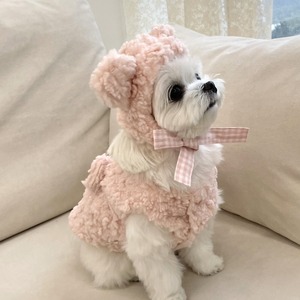 即納【avec chiot】Bear Fur Hat - Vanilla／Yellow／Pink