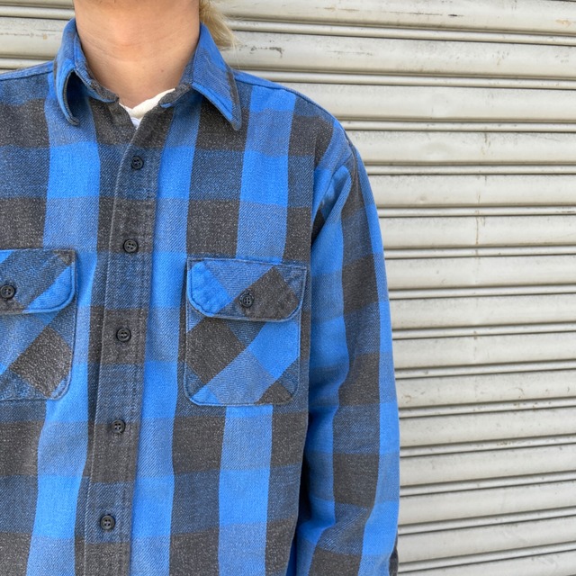 70-80s USA製 ファイブブラザー バッファローチェック柄ネルシャツ L