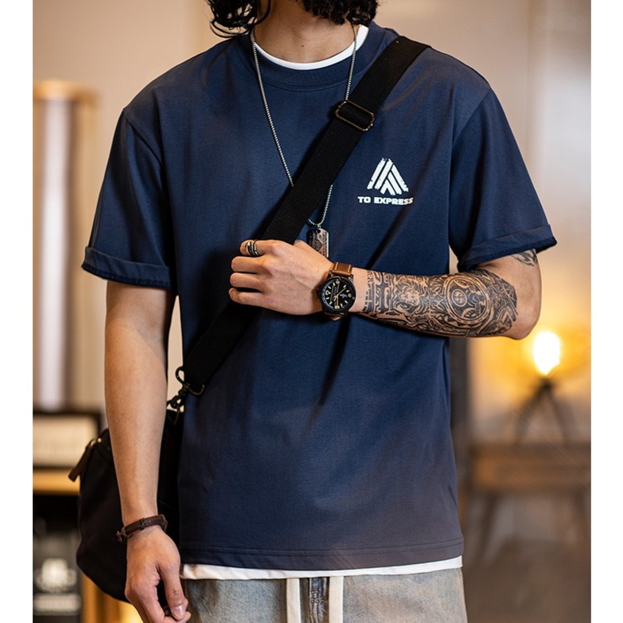 Back Print Oversized Box Silhouette T-Shirt ◇4color H0667