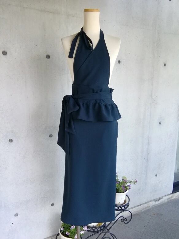 茶道お稽古用エプロン お着物エプロンにも♪ ブラック