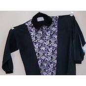 LUI-LEI Flower/Black Switched Polo Collar Shirt